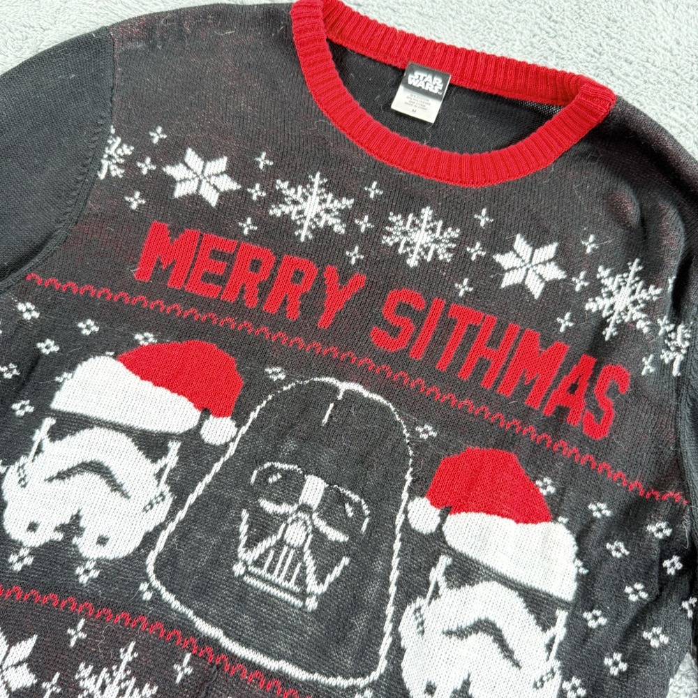Star Wars Merry Sithmas Sweater Men Medium Black Darth Vader Ugly Christmas Knit